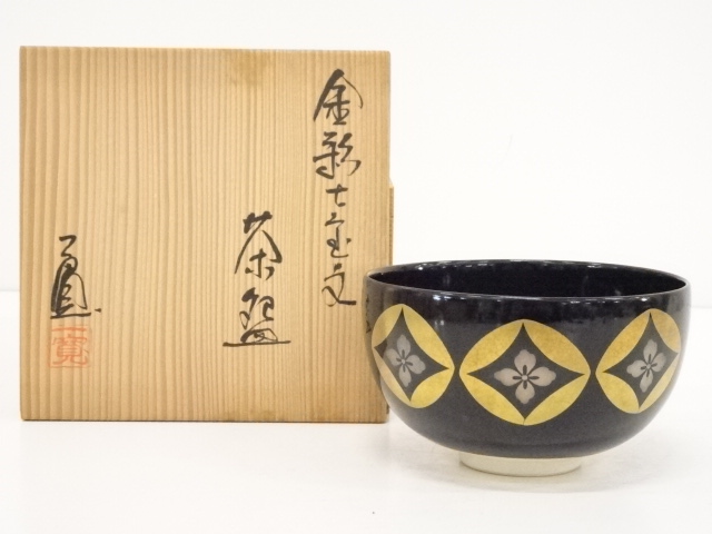 JAPANESE TEA CEREMONY / CHAWAN(TEA BOWL) / KYO WARE / SHIPPO PATTERN